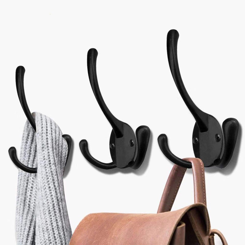 HADWER Wall Mounted Coat Hooks 5 Pack Heavy Duty Black Hardware Robe Hooks Decorative for Single Hanging Coats Towel Cubicle Classroom Kitchen Bath Backpack Hat Hook - Image 1